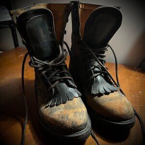 Rhino Distressed Leather Lace Up Packer Boots US 8 Grunge Hobo Combat Western